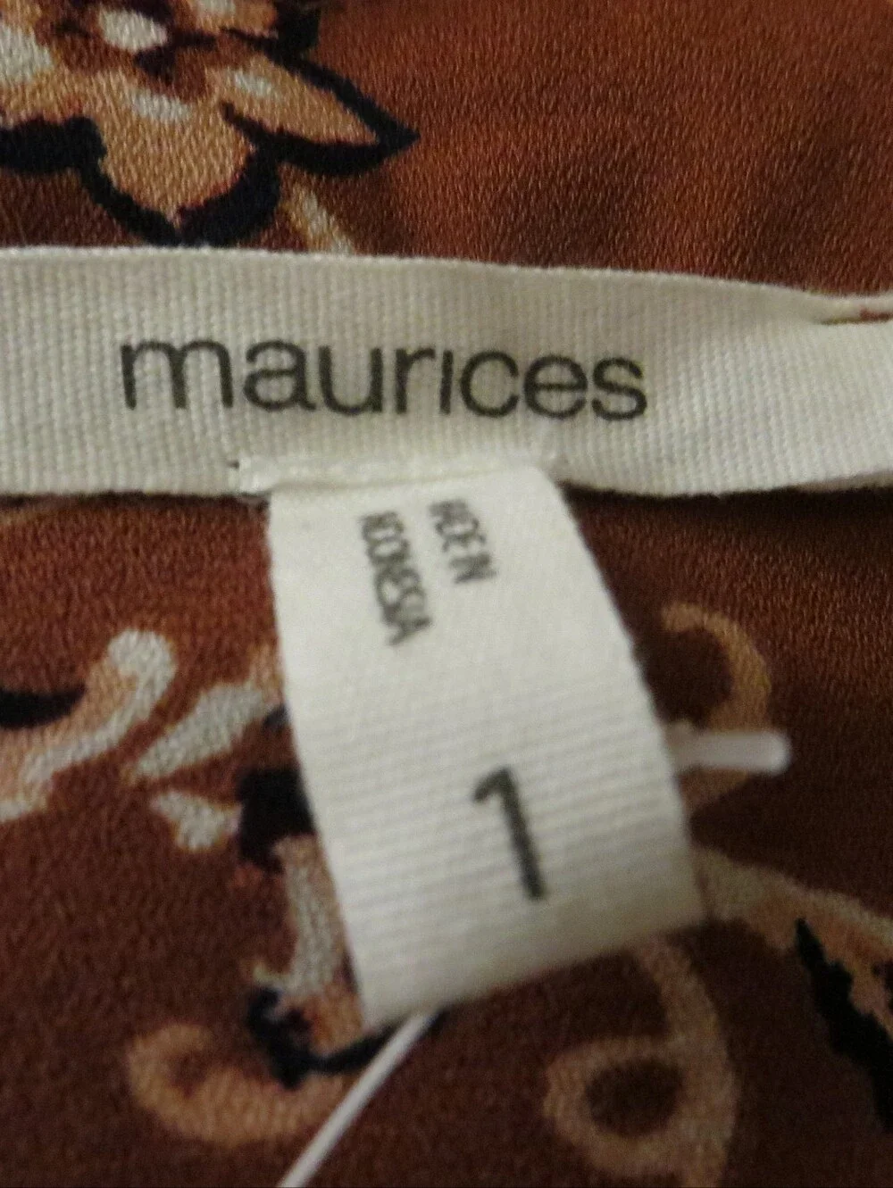 Maurices Women's Plus Floral Print Short Sleeve Blouse Rust Terracotta Size 1